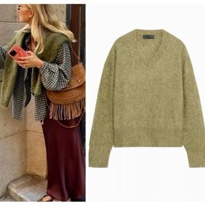 ZARA wool and alpaca blend knit v-neck sweater